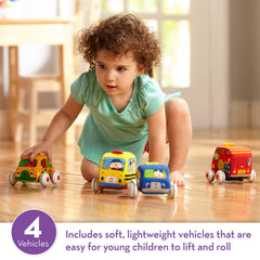 Melissa & Doug primer plano de tela y caras amigables, tacto seguro