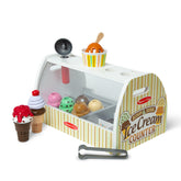 Melissa & Doug mostrador frontal con helados, presenta juego organizado y atractivo