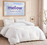 Mellow Marshmellow comforter front view showing plush loft and inviting look