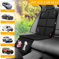 Meolsaek installed under a child seat demonstrating anti-imprint protection benefit