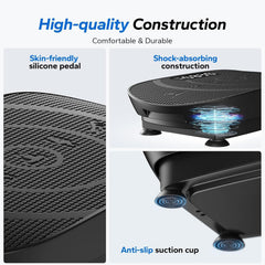 MERACH side profile of stability base showing anti-slip reinforcement and quiet operation benefit