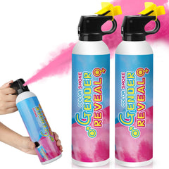 Merear extintor frontal con etiqueta rosa y empaque listo para revelar