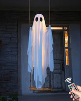 MERKYO fantasma colgante frontal mostrando la forma grande y luces LED para impacto visual