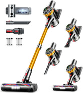 Meskos front stick vacuum showing slim profile and easy maneuvering