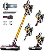 Meskos front stick vacuum showing slim profile and easy maneuvering