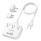 meta-ant vista frontal del adaptador mostrando salidas americanas y européennes, ahorro de espacio