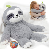 Mewaii sloth front view showing soft plush and weighted shape for cozy hugging