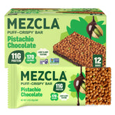 Mezcla front packaging showing pistachio chocolate flavor and benefits