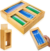 mHomeBilt bamboo front view showing sleek dispenser and tidy appearance benefit organization