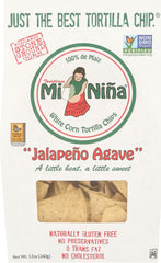 Mi Nina paquete frontal mostrando sabor jalapeño agave y tamaño 12 oz