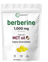 Micro Ingredients botella frontal mostrando 240 softgels y beneficios de dosis