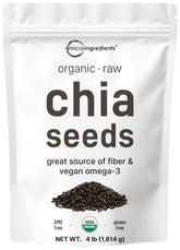 Micro Ingredients pouch front view showing 4 lb organic chia and convenience