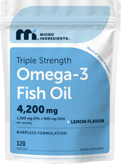 Micro Ingredients frente del empaque mostrando 120 softgels y principales beneficios