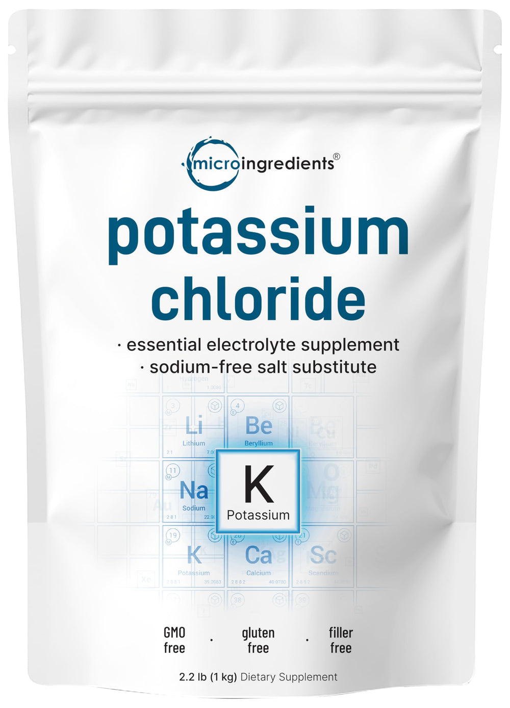 Micro Ingredients empaque frontal mostrando 2.2 lb y uso a granel