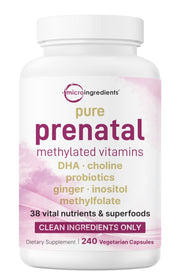 Micro Ingredients envase frontal prenatal mostrando información clara y beneficio de pureza