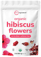 Micro Ingredients front packaging showing 2 lb hibiscus bag and label, clear pantry storage benefit