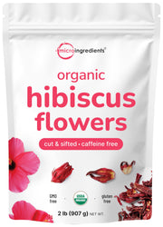 Micro Ingredients front packaging showing 2 lb hibiscus bag and label, clear pantry storage benefit