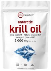Micro Ingredients krill oil front package showing 240 softgels and product benefits