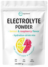Micro Ingredients front pouch showing lemon raspberry flavor and benefits