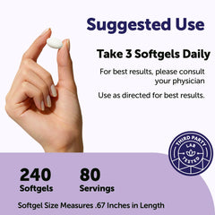Micro Ingredients softgels en mano para comparar tamaño y dosis