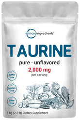 Micro Ingredients envase frontal de taurina 1 kg, compra a granel práctica
