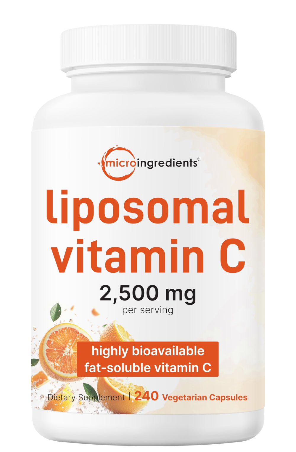 Micro Ingredients envase frontal de Vitamina C Liposomal mostrando etiqueta y cantidad