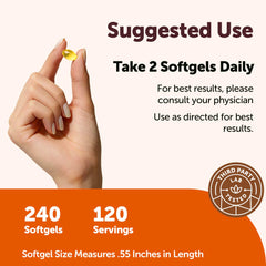 Micro Ingredients softgel en mano para comparar tamaño y tomar con facilidad