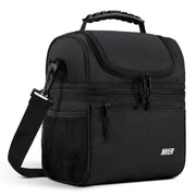 MIER vista frontal de la bolsa térmica negra, organización y diseño resistente