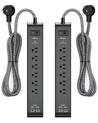Mifaso regleta frontal mostrando 6 enchufes y 4 USB para organización y ahorro