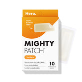 Mighty Patch empaque frontal mostrando 10 parches y beneficio de cobertura amplia