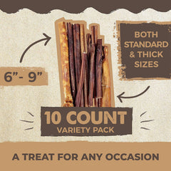Mighty Paw variety layout of assorted bully stick lengths for choice