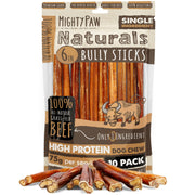Mighty Paw front packaging showing 6-inch bully sticks and clear labeling for trust