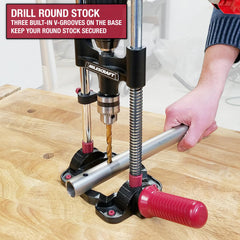 Milescraft DrillMate close-up of angle settings locking for repeatable drilling