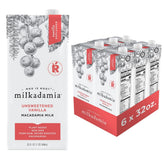 milkadamia front packaging showing unsweetened vanilla and nutrition benefits