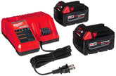 Milwaukee M18 batteries and M12/M18 charger showing kit and quick setup benefit
