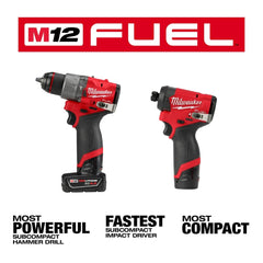 Milwaukee M12 FUEL impact driver driving a screw in wood for fast efficient fastening
