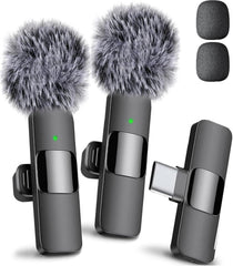 Mini Mic Pro vista frontal del paquete con accesorios y beneficio de inicio rápido