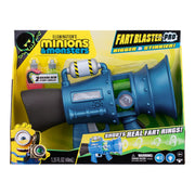 Minions front packaging showing blaster toy and features for collectible appeal