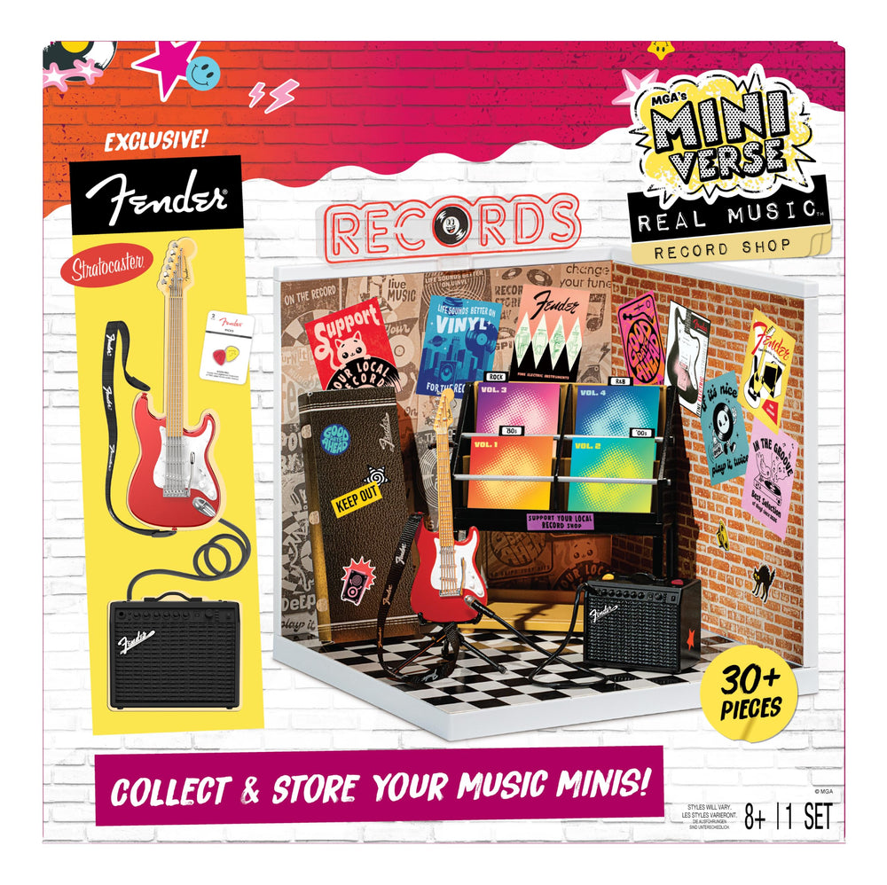MGA's Miniverse record shop front display showing assembled storefront and appeal