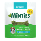 Minties frente del empaque mostrando 40 unidades y beneficios dentales