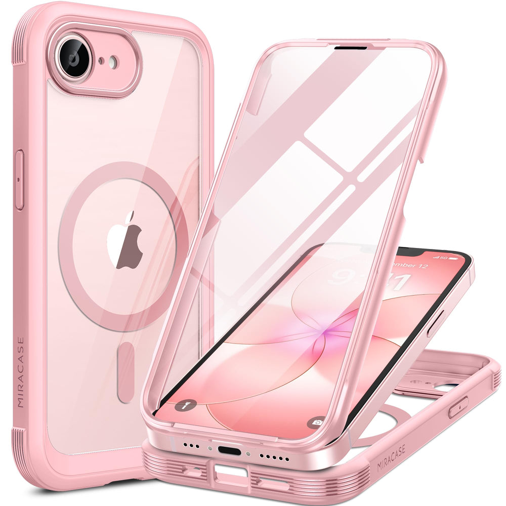 Miracase vista frontal de la funda rosa mostrando protección completa