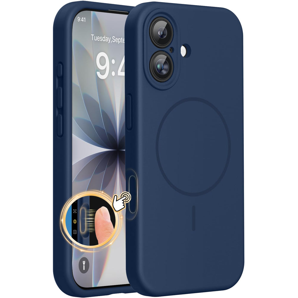 Miracase funda frontal azul oscuro mostrando ajuste perfecto y acabado suave
