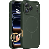 Miracase funda frontal verde oscuro mostrando ajuste perfecto y protección