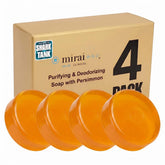 Mirai persimmon soap front packaging showing clinical branding and benefits