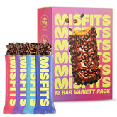 Misfits front packaging showing variety pack and protein benefits