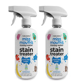 Miss Mouth's front packaging showing two 16oz bottles, fast stain relief