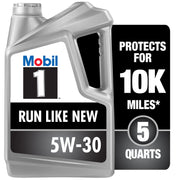 Mobil 1 5W-30 front label showing product name and benefits