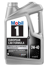 Mobil 1 0W-40 front label showing product and approvals for easy selection