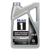 Mobil 1 front label showing grade 10W-30 and 5 quart capacity benefit clarity