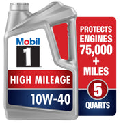 Mobil 1 front bottle view showing label and 5-quart capacity for dependable protection